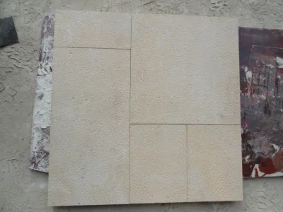 Pavimentadora de piso com padrão francês tipo clássico europeu calcário bege afiado ou bujardado